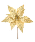 Poinsettia Dorada con Hoja Punta Escarchada 38x34 cm