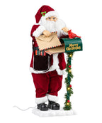 Papá Noel Navideño Rojo con Buzón Verde Iluminado 70 cm