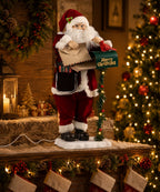 Papá Noel Navideño Rojo con Buzón Verde Iluminado 70 cm fondo