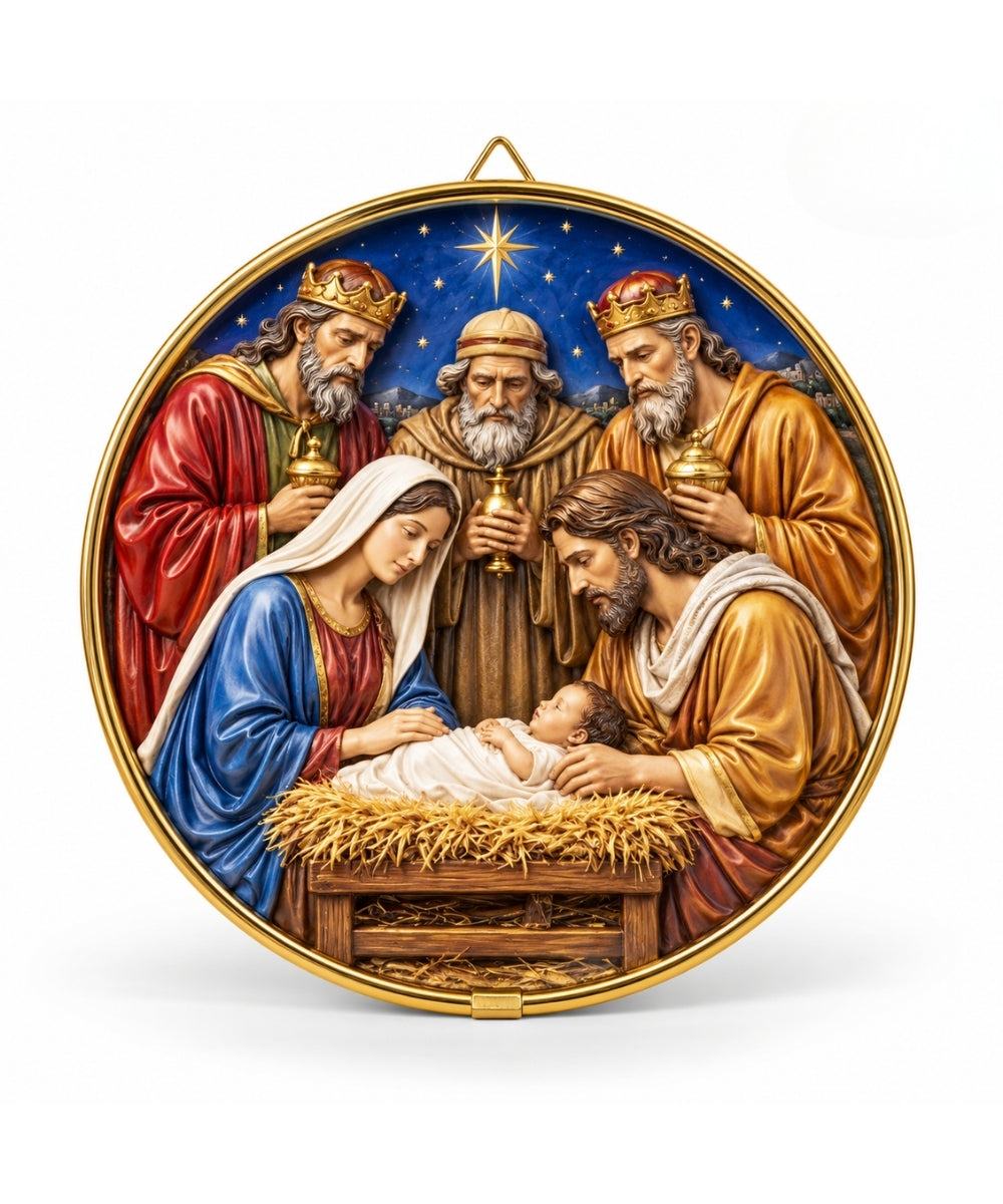 Placa Decorativa Nacimiento con Reyes Magos 20 cm