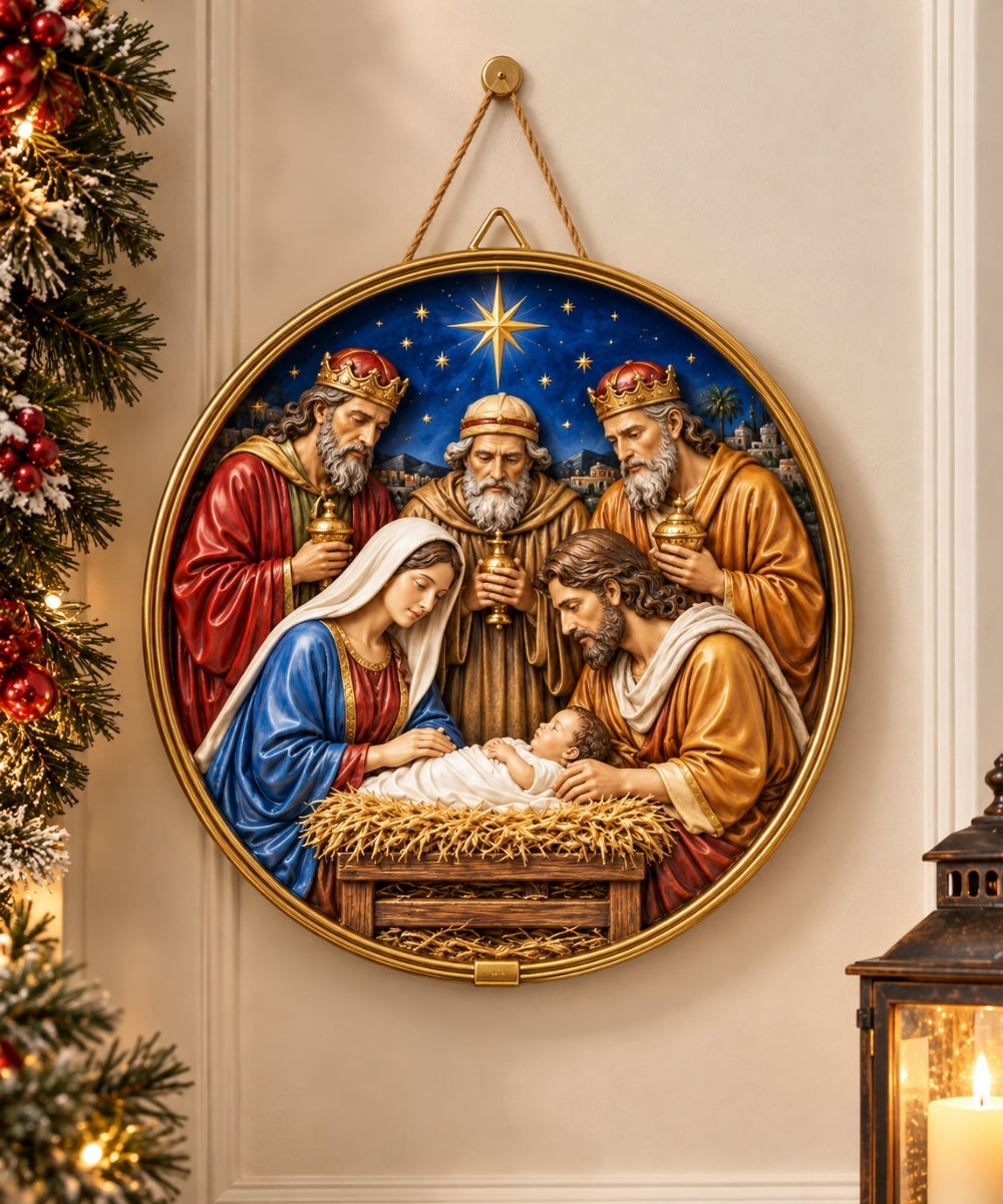 Placa Decorativa Nacimiento con Reyes Magos 20 cm
