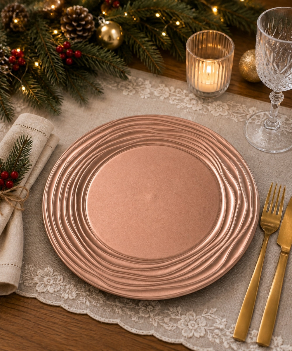 Plato 33cm Oro Rosa Borde Irregular