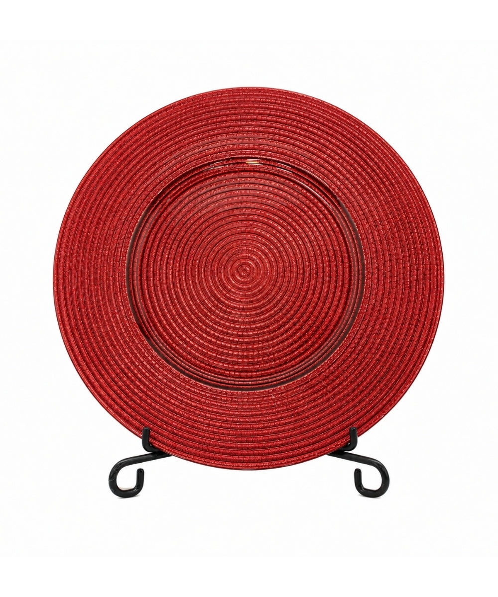 Plato Base Navideño Rojo Texturizado 33 cm