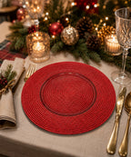 Plato Base Navideño Rojo Texturizado 33 cm fondo