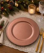 Plato Borde Trenzado Oro Rosa 33cm