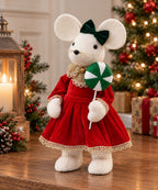 Ratón Decorativo Navideño Rojo y Verde 15 x 22 x 50 cm