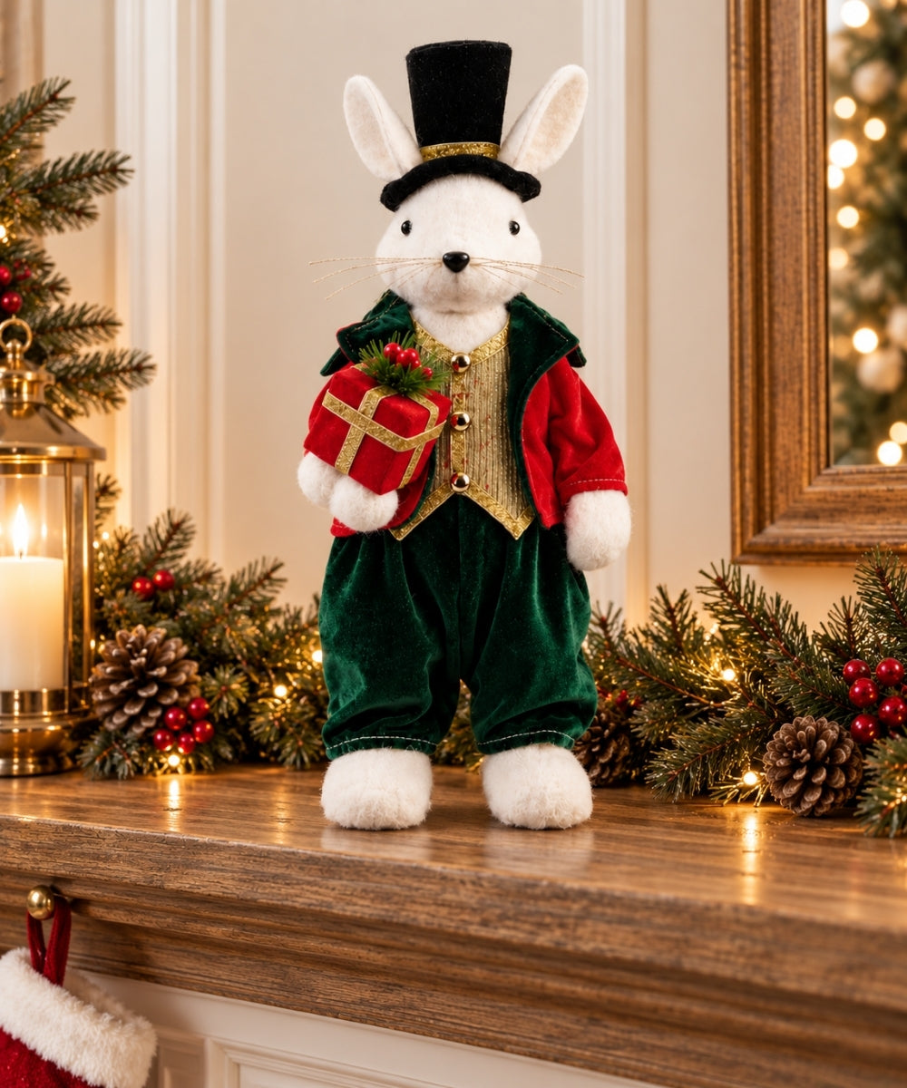Ratón Navideño Decorativo 15 x 22 x 50 cm con Regalo