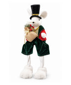 Ratón Navideño Decorativo 37 cm con Traje Verde y Sombrero