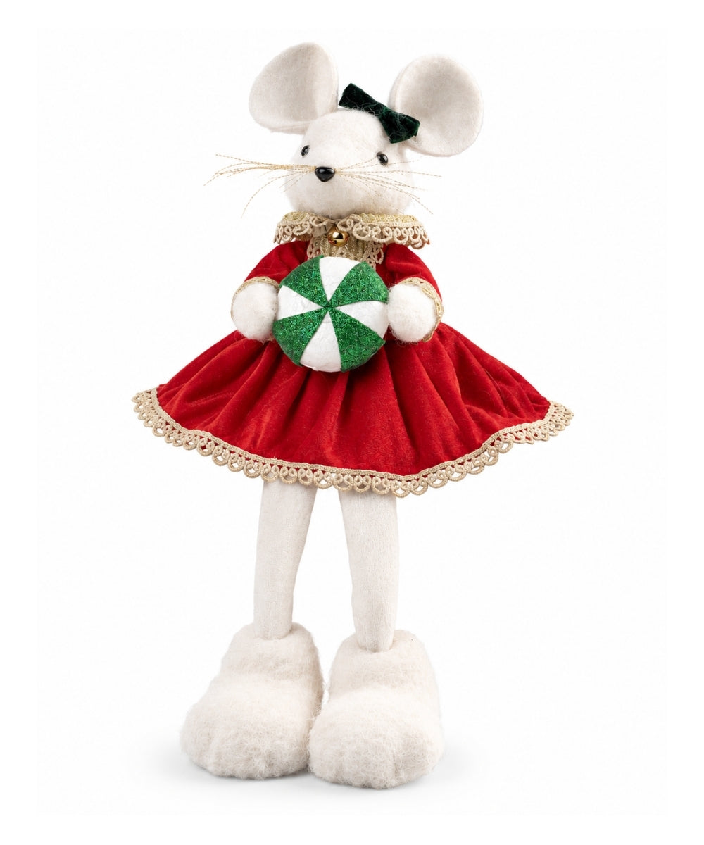 Ratona Navideña Decorativa 37 cm con Vestido Rojo