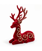 Reno Navideño Decorativo Rojo 19 x 25 cm con Detalles Dorados