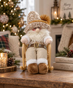 Gnomo Navideño Decorativo en Trineo 15 x 35 cm