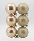 Set x6 Bolas Navideñas 10 cm Dorado Brillante y Escarchado Esferas para Árbol de Navidad