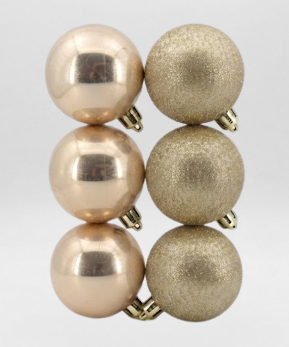 Set x6 Bolas Navideñas 10 cm Dorado Brillante y Escarchado Esferas para Árbol de Navidad