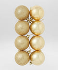 Set x8 Bolas Navideñas 8 cm Dorado Brillante y Escarchado Esferas para Árbol de Navidad
