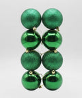 Set x8 Bolas Navideñas 8 cm Verde Esmeralda Brillante y Escarchado Esferas para Árbol de Navidad