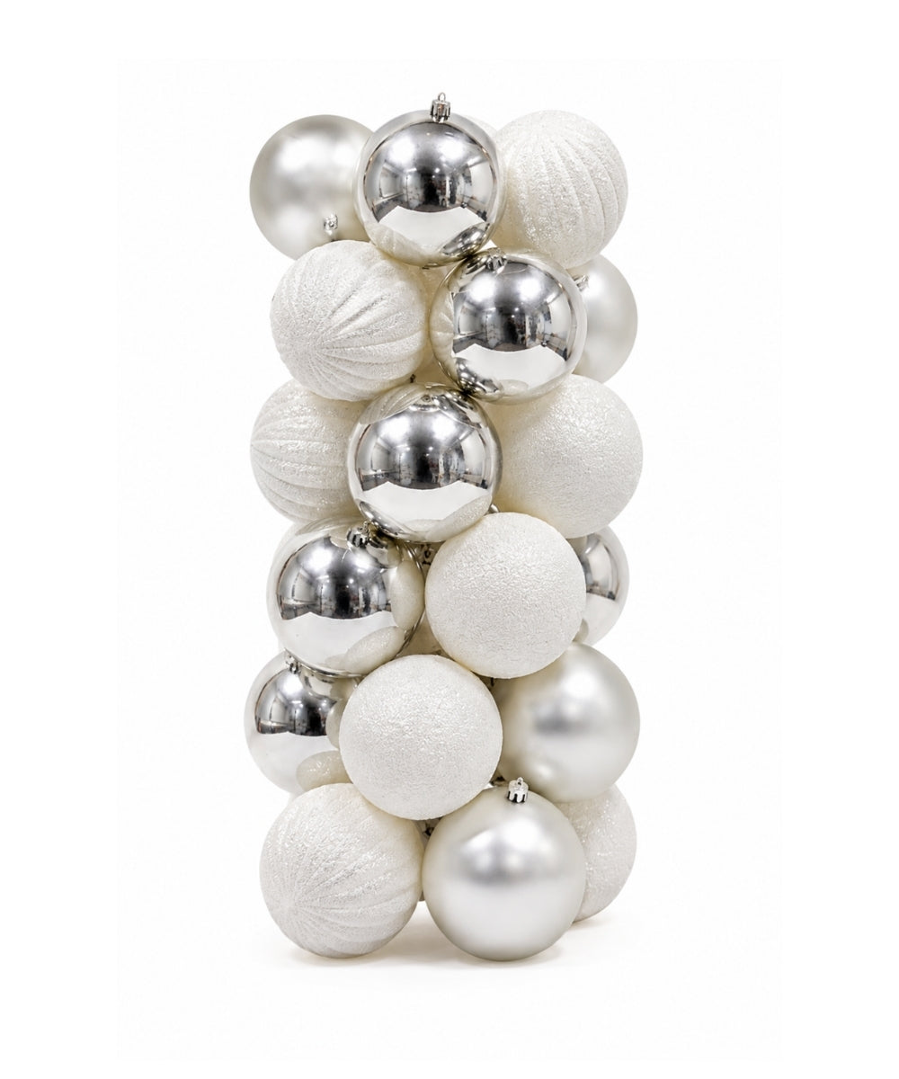Set x24 Bolas Navideñas 10 cm Beige Esferas Decorativas para Árbol de Navidad