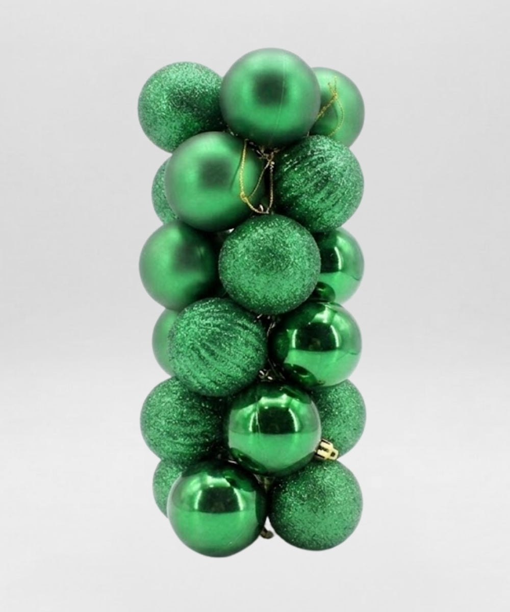 Set x24 Bolas Navideñas 10 cm Verde Esmeralda Esferas Decorativas para Árbol de Navidad