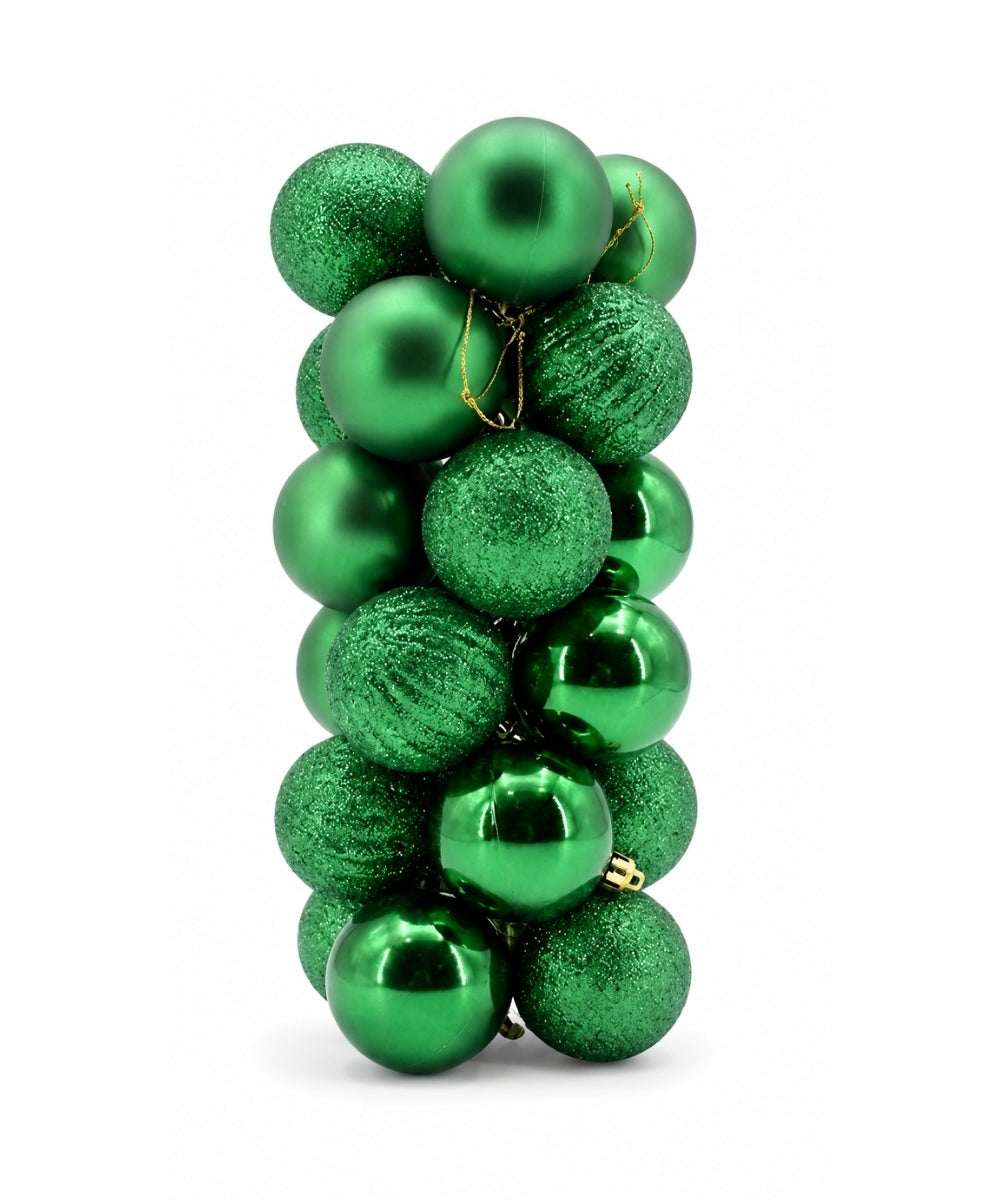 Set x24 Bolas Navideñas 10 cm Verde Esmeralda Esferas Decorativas para Árbol de Navidad