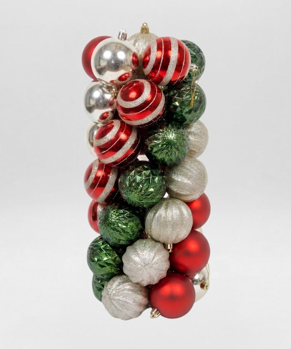 Set x35 Bolas Navideñas 7 cm Dorado Rojo Verde Esferas para Árbol de Navidad