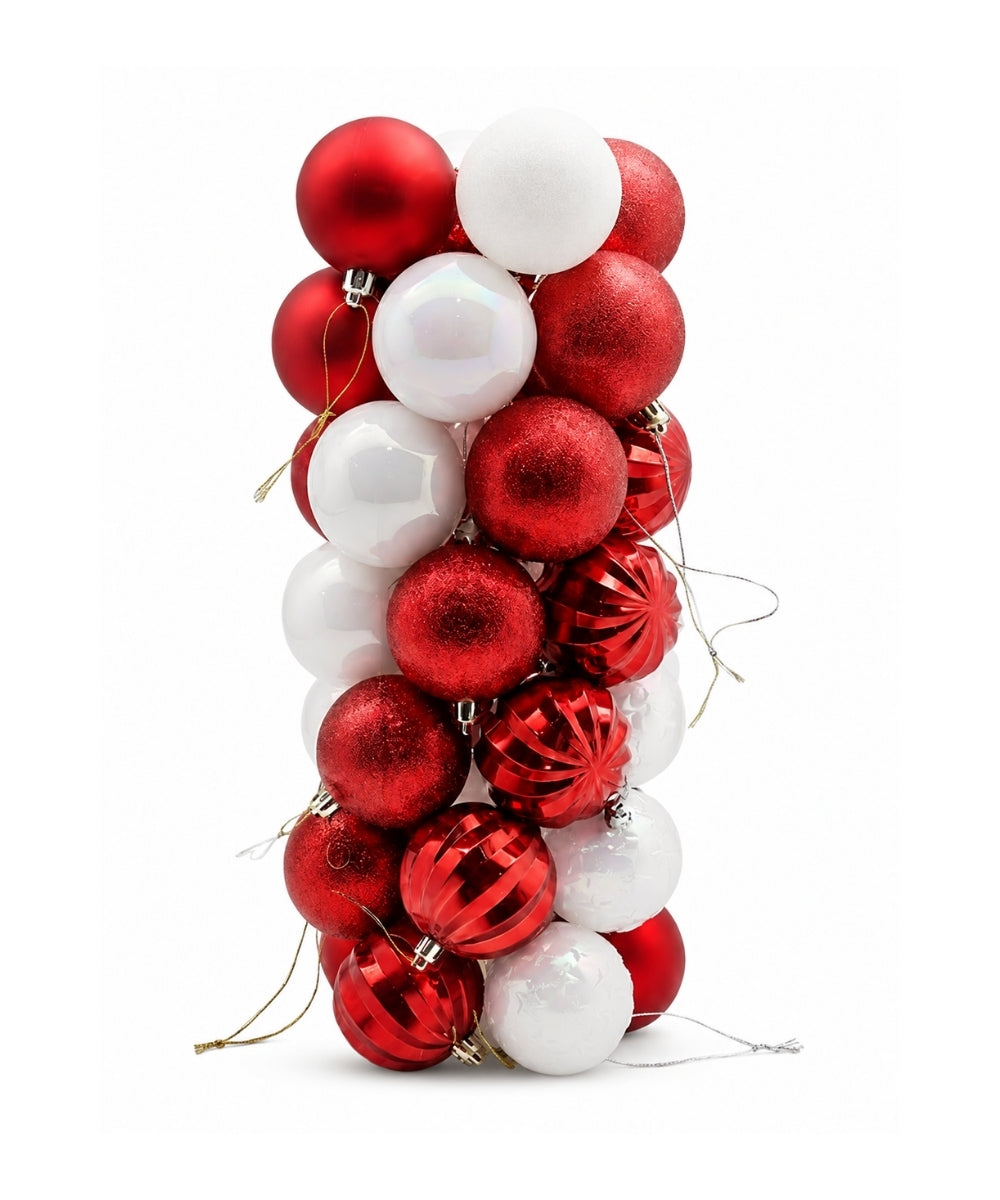 Set X35 Bolas Surtidas Rojo/Blanco 7cm