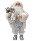 Santa Claus Navideño Blanco y Plateado con Saco 35 x 11 cm