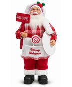 Santa Claus Navideño Rojo y Blanco con Letrero Welcome 35 x 11 cm