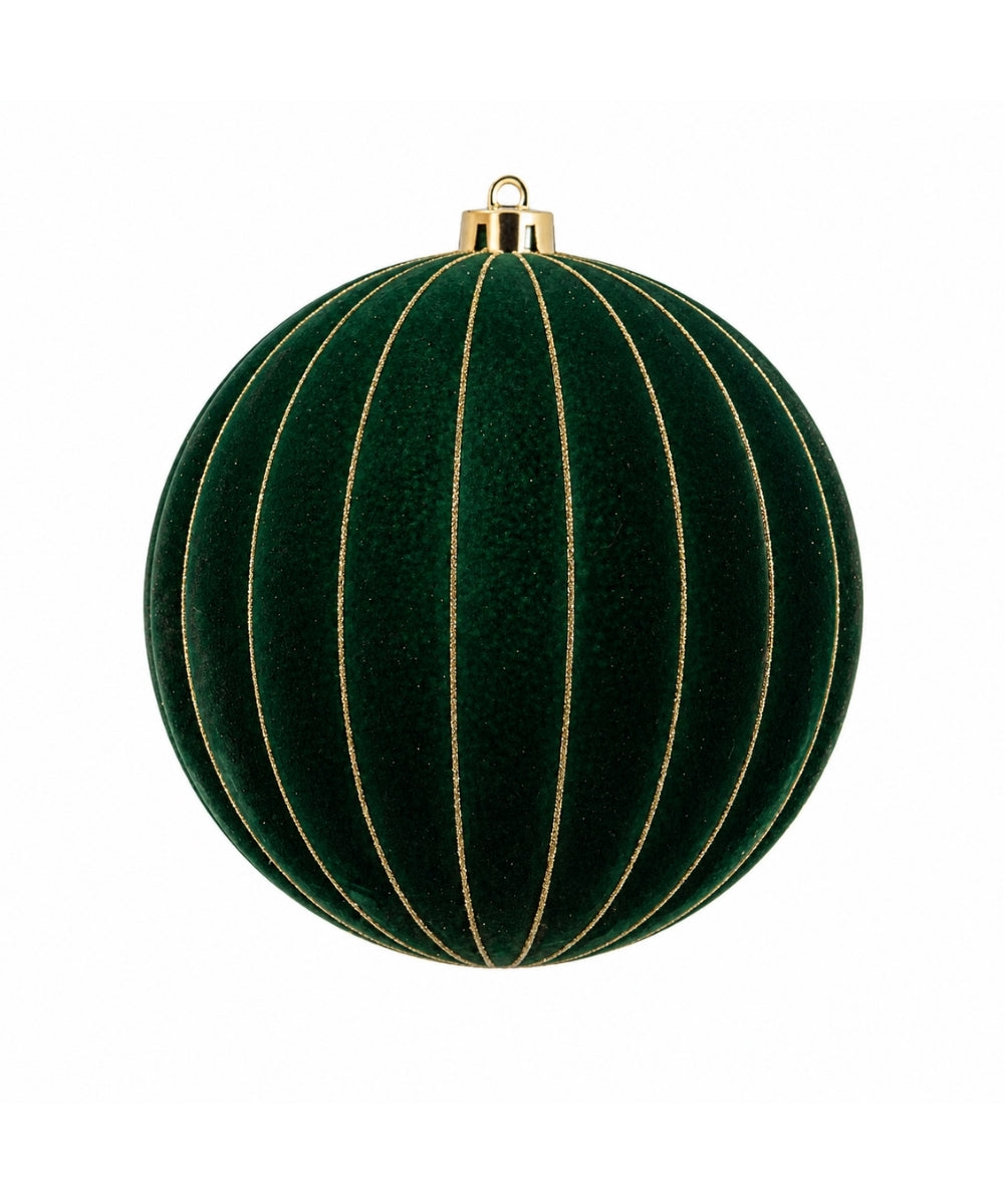 Set x2 Bolas Navideñas Verdes 20 cm con Detalles Dorados