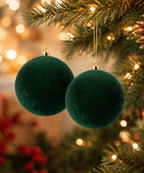 Set x2 Bolas Navideñas Verdes Gamuzadas 20 cm