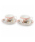 Set x2 Pocillos Navideños Blanco y Rojo con Plato y Cuchara