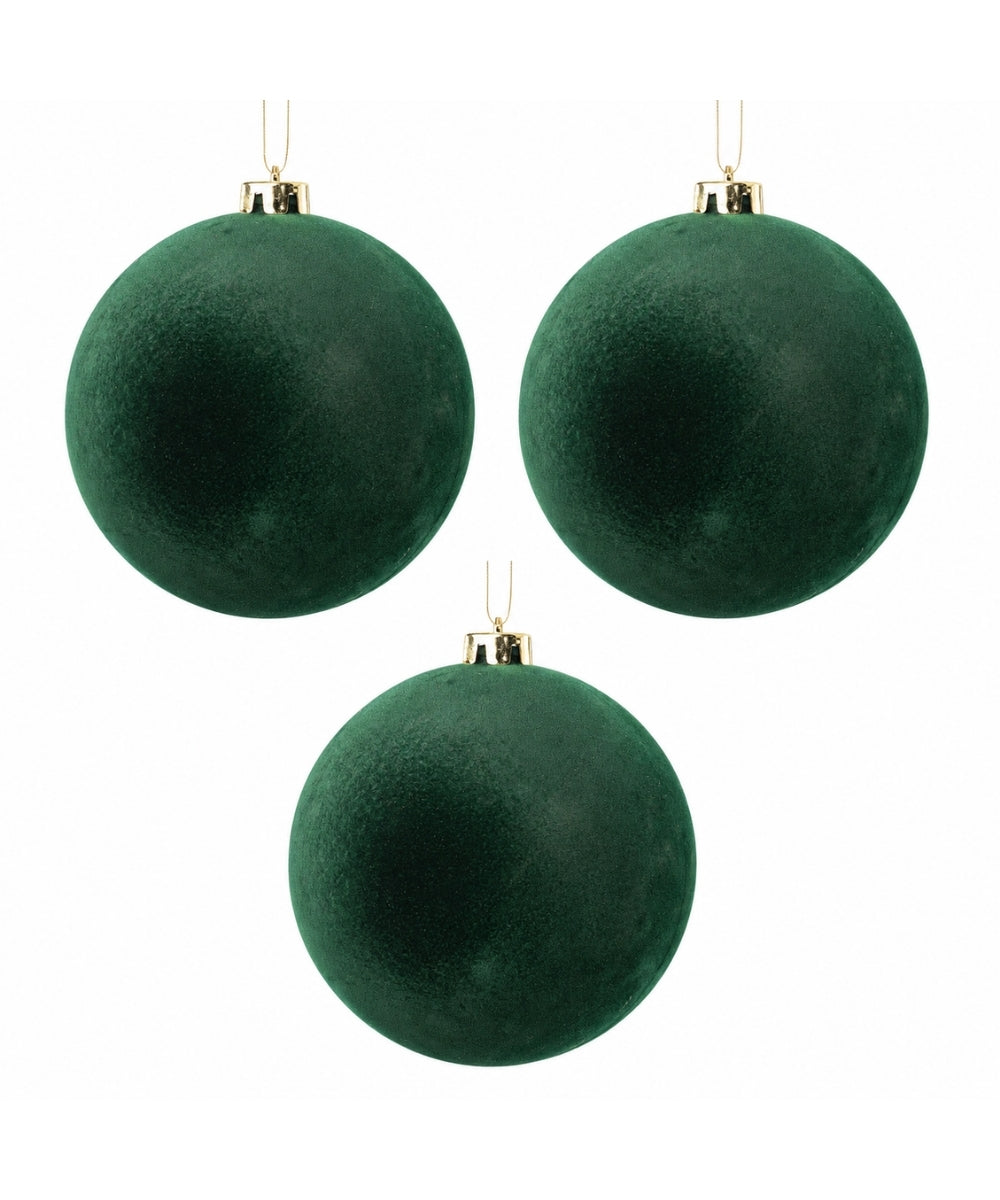Set x3 Bolas Navideñas Verdes Gamuzadas