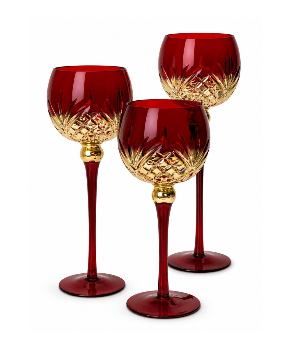 Set x3 Copas Hoja Rojo/Dorado