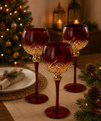 Set x3 Copas Hoja Rojo/Dorado