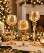 Set x3 Copas Navideñas Decorativas Doradas 