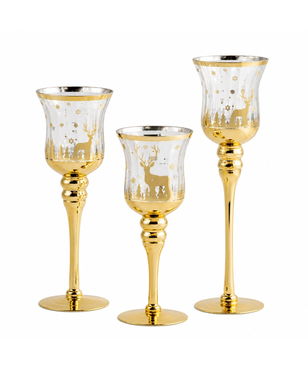 Set x3 Copas Navideñas Doradas con Reno