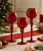 Set x3 Copas Navideñas Rojas con Dorado 40/35/30 cm fondo