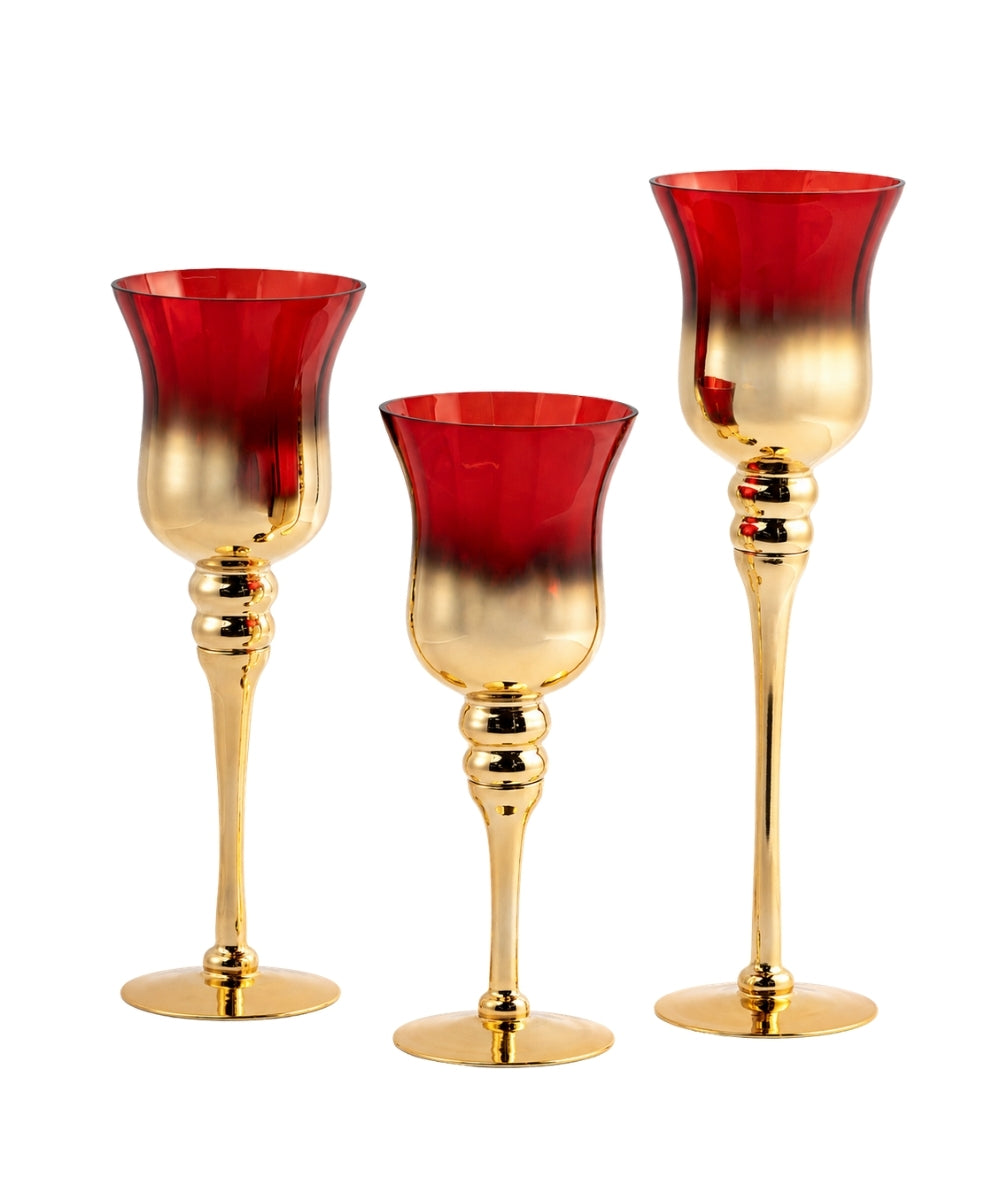 Set x3 Copas Navideñas Rojo y Dorado 40/35/30 cm