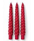 Set x3 Velas Navideñas Rojas Diseño Árbol 20 cm