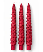 Set x3 Velas Navideñas Rojas Diseño Árbol 20 cm