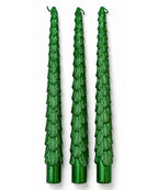 Set x3 Velas Navideñas Verdes Diseño Árbol