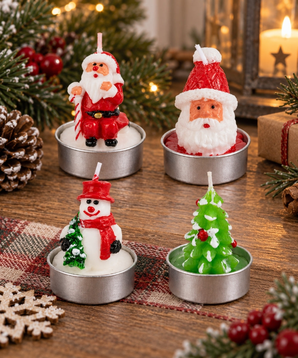 Set x4 Velas Navideñas 6 x 4 cm Diseños Surtidos