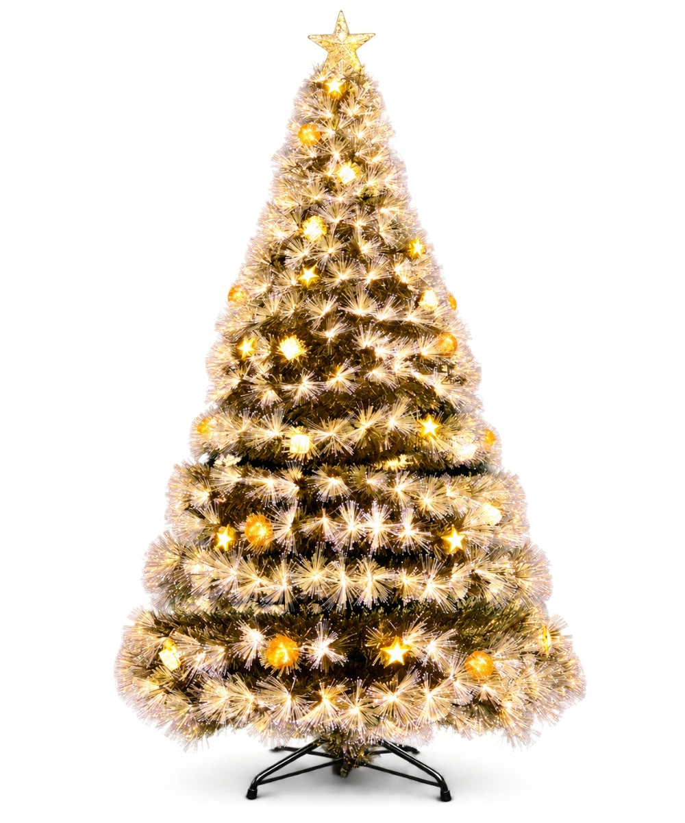 Árbol de Navidad de Fibra Óptica 1.80 m con Luz Cálida y Estrella
