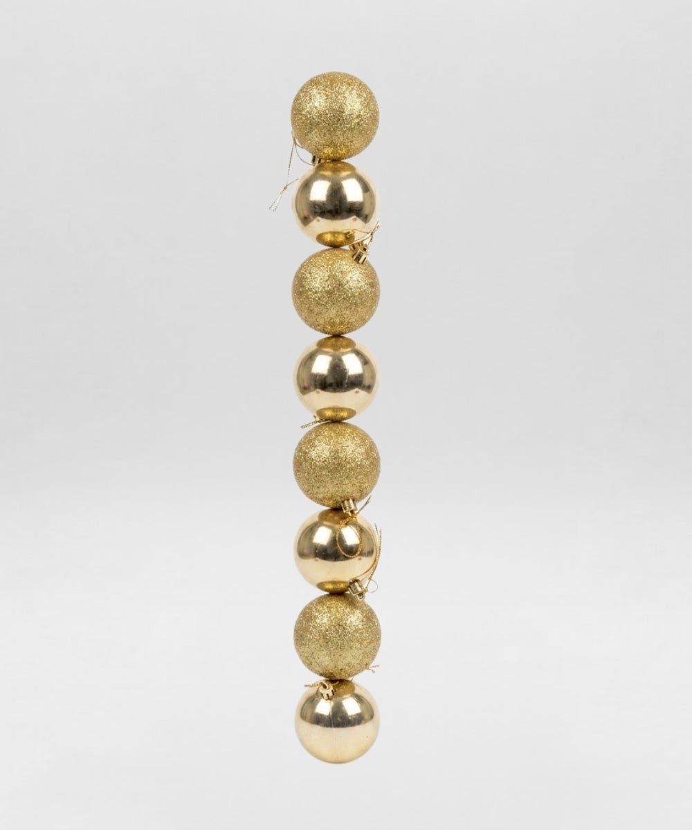 Tubo x10 Bolas Navideñas 7 cm Dorado Brillante y Escarchado Esferas para Árbol de Navidad