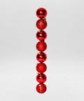 Tubo x10 Bolas Navideñas 7 cm Rojo Brillante y Escarcha Esferas para Árbol de Navidad