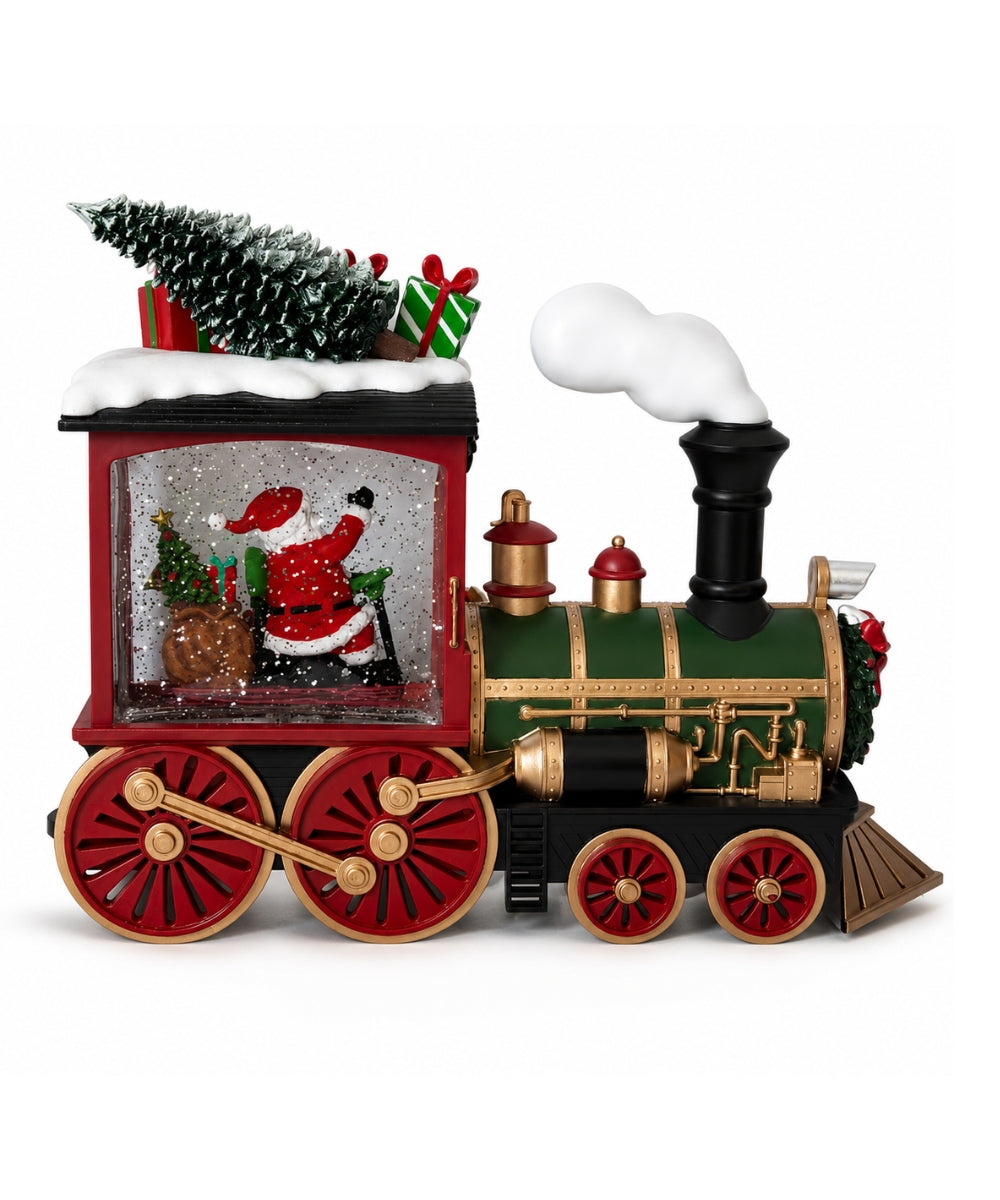 Tren Navideño Decorativo con Santa Claus y Efecto Nieve