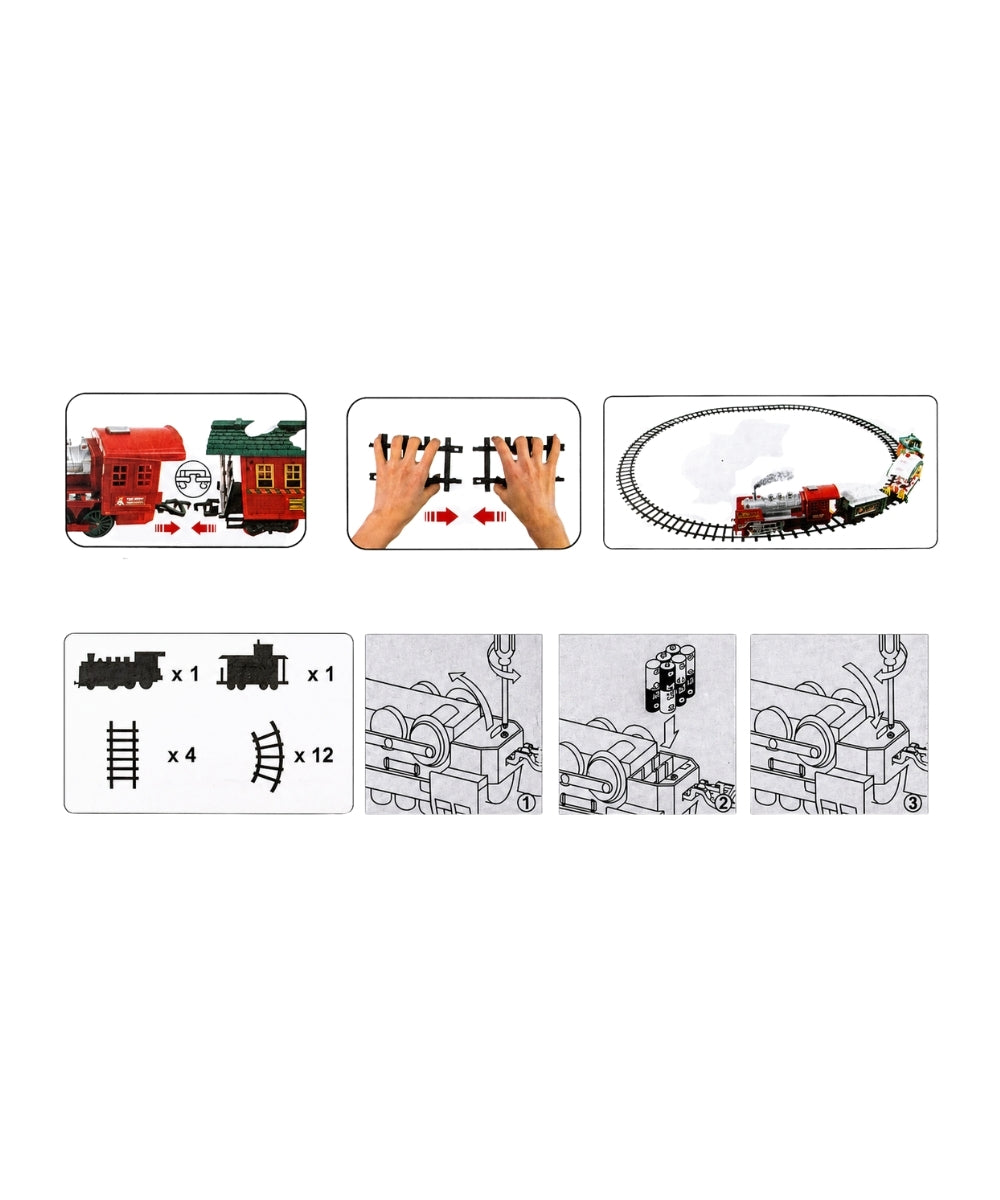Tren Navideño Rojo, Verde y Blanco 120 cm instrucciones