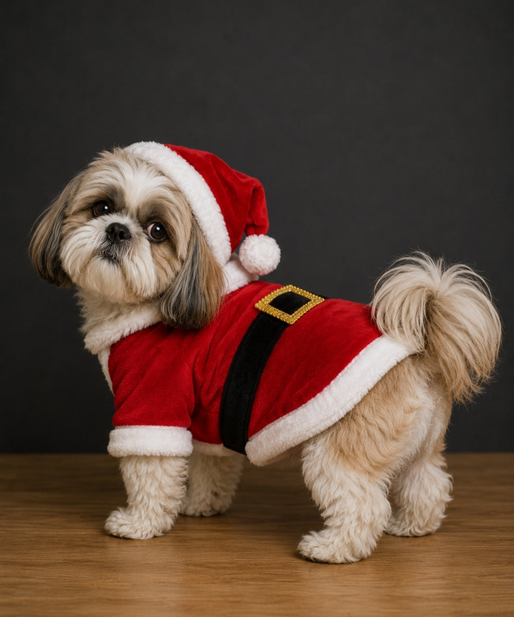 Vestido de Santa para Mascota Disfraz Navideño para Perro y Gato