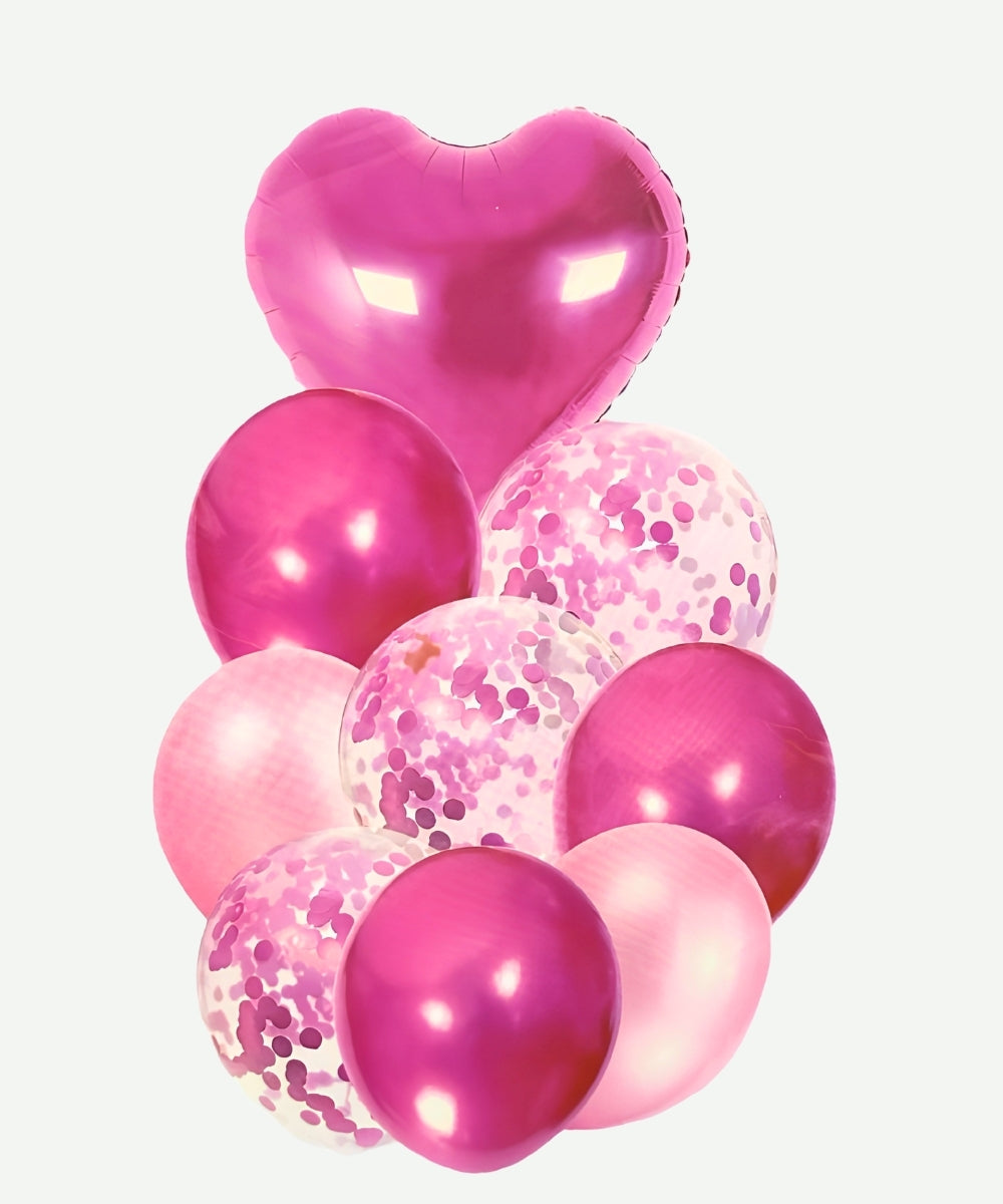 Bouquet de Globos Rosa - Set Decorativo de 9 piezas