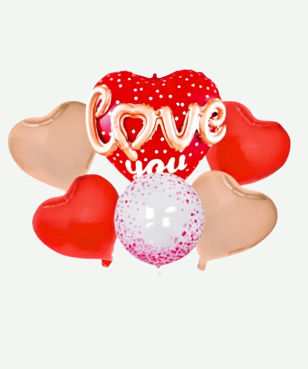 Bouquet de Globos Corazon Love - Set Decorativo de 6 piezas