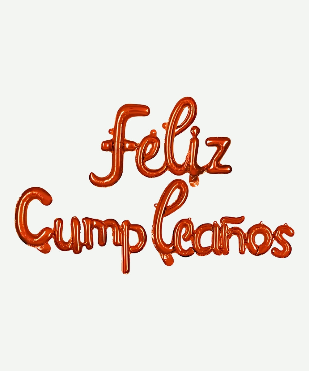 Letrero de Globos Feliz Cumpleaños Cursivo Rojo