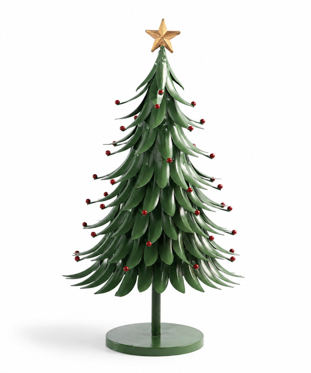 Árbol Navideño Decorativo Verde 14 x 46 cm con Estrella Dorada